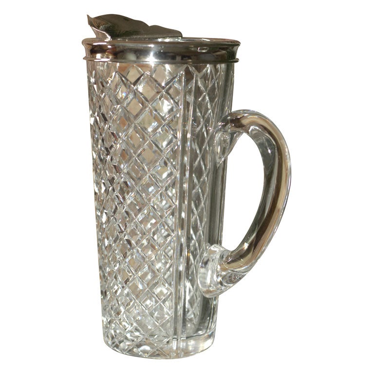 Hawkes Cut Crystal and Sterling Cocktail Pitcher For Sale